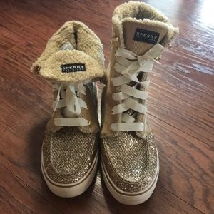 Gold Sperry High Tops
